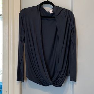 Dark gray open front shirt